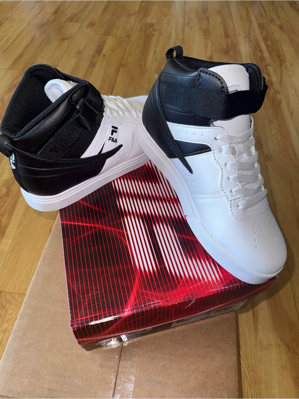 Fila Kids Black and White High-Top Sneakers
